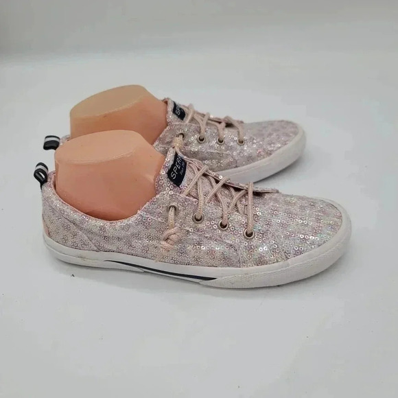 Sperry Pier Wave Leopard Blush Pink Sequin Shoes Women's Size 5.5 - Picture 8 of 9
